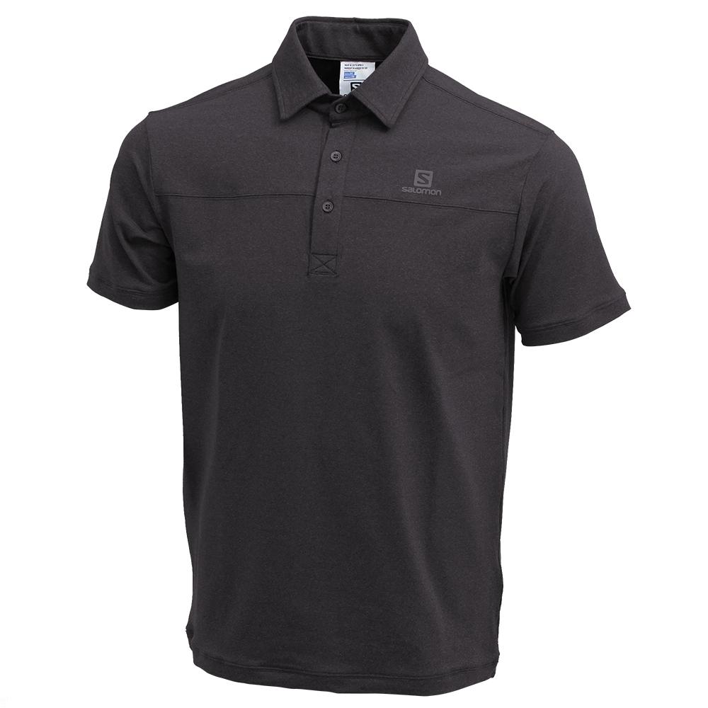 Salomon Israel CUSTOM SS POLO M - Mens T shirts - Black (NBML-80564)